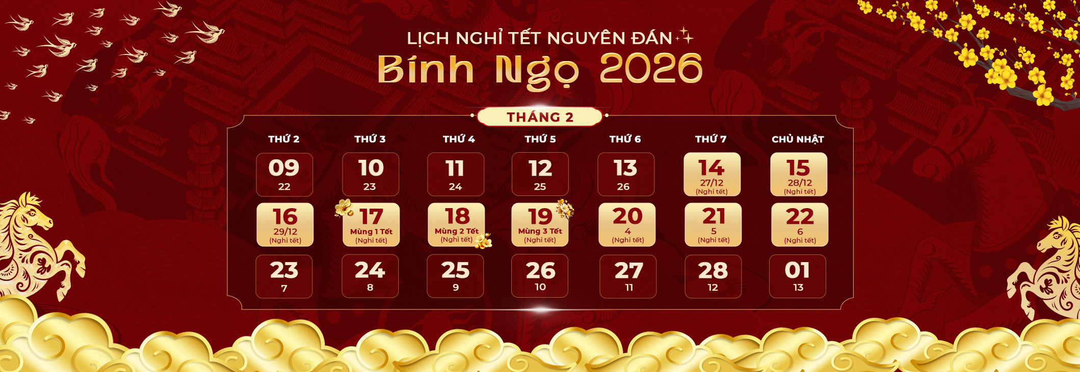 LỊCH NGHỈ TẾT 2026