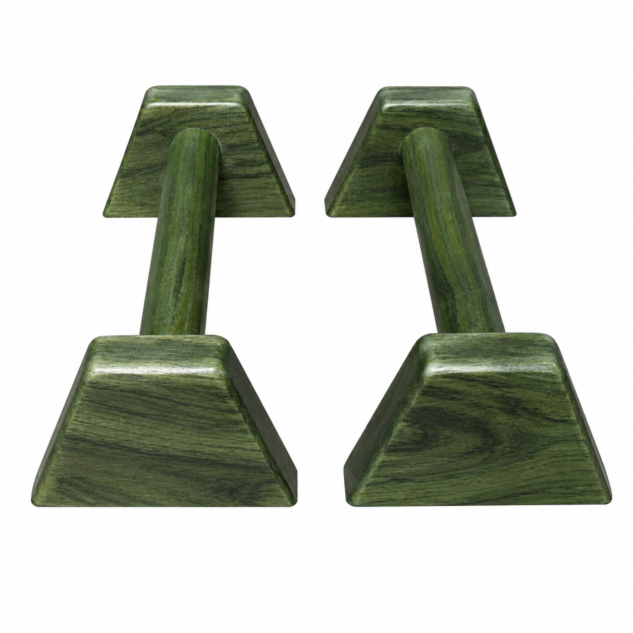 Dụng cụ chống đẩy, hít đất bằng gỗ - Parallettes Handstand, Đế dáng A, Màu gỗ xanh rêu