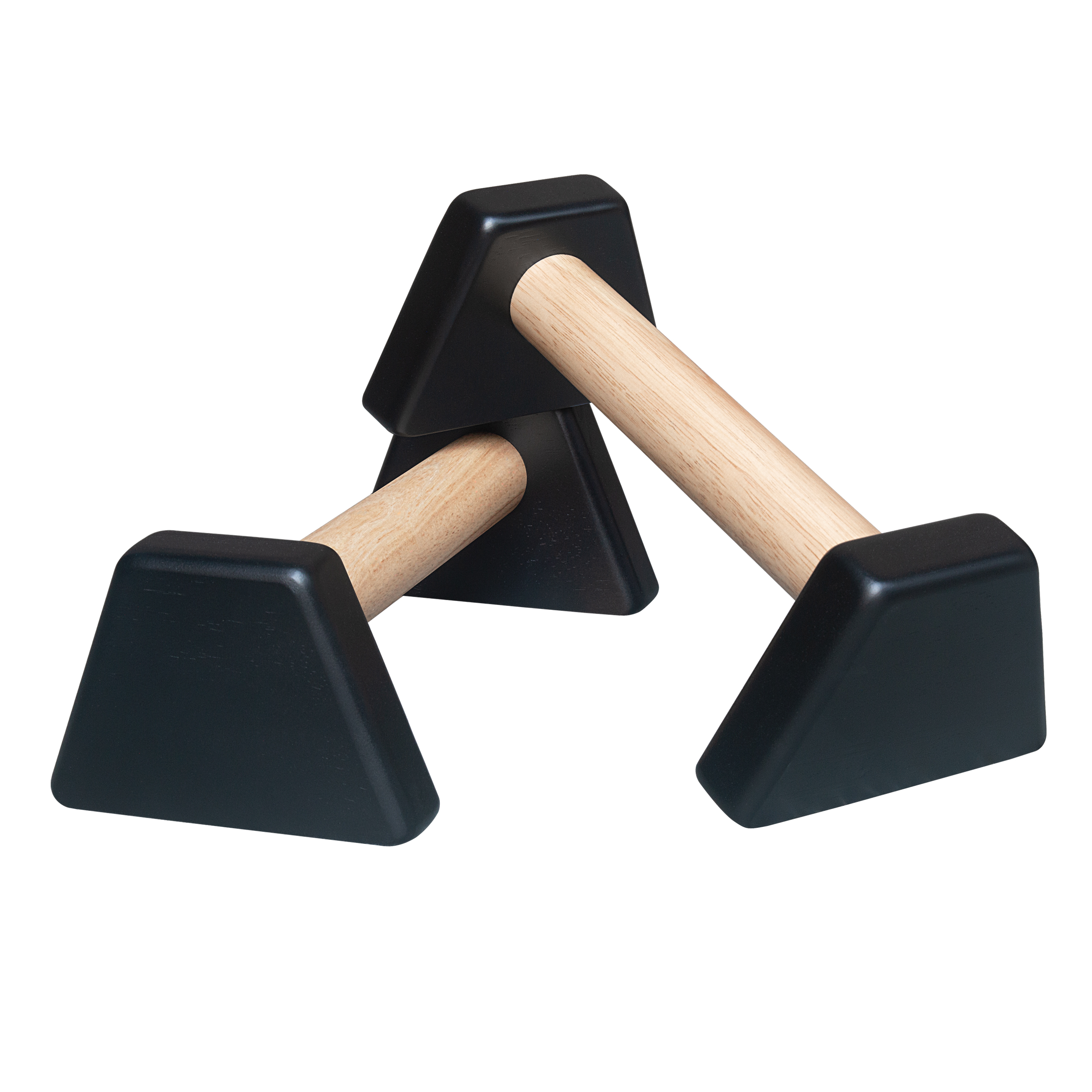 Dụng cụ chống đẩy, hít đất bằng gỗ - Parallettes Handstand Đế dáng A, sơn đen
