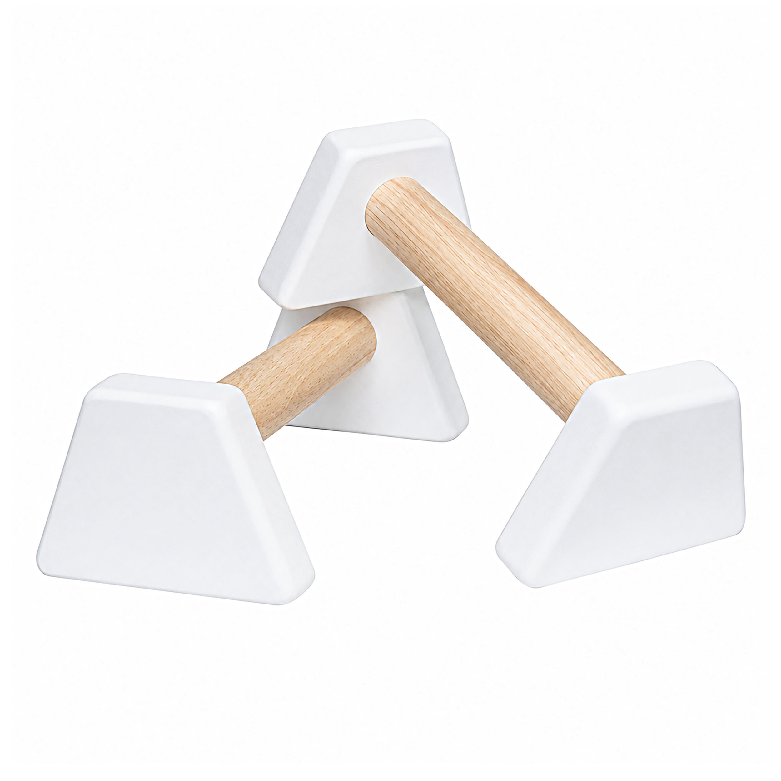 Dụng cụ chống đẩy, hít đất bằng gỗ - Parallettes Handstand Đế dáng A, sơn trắng