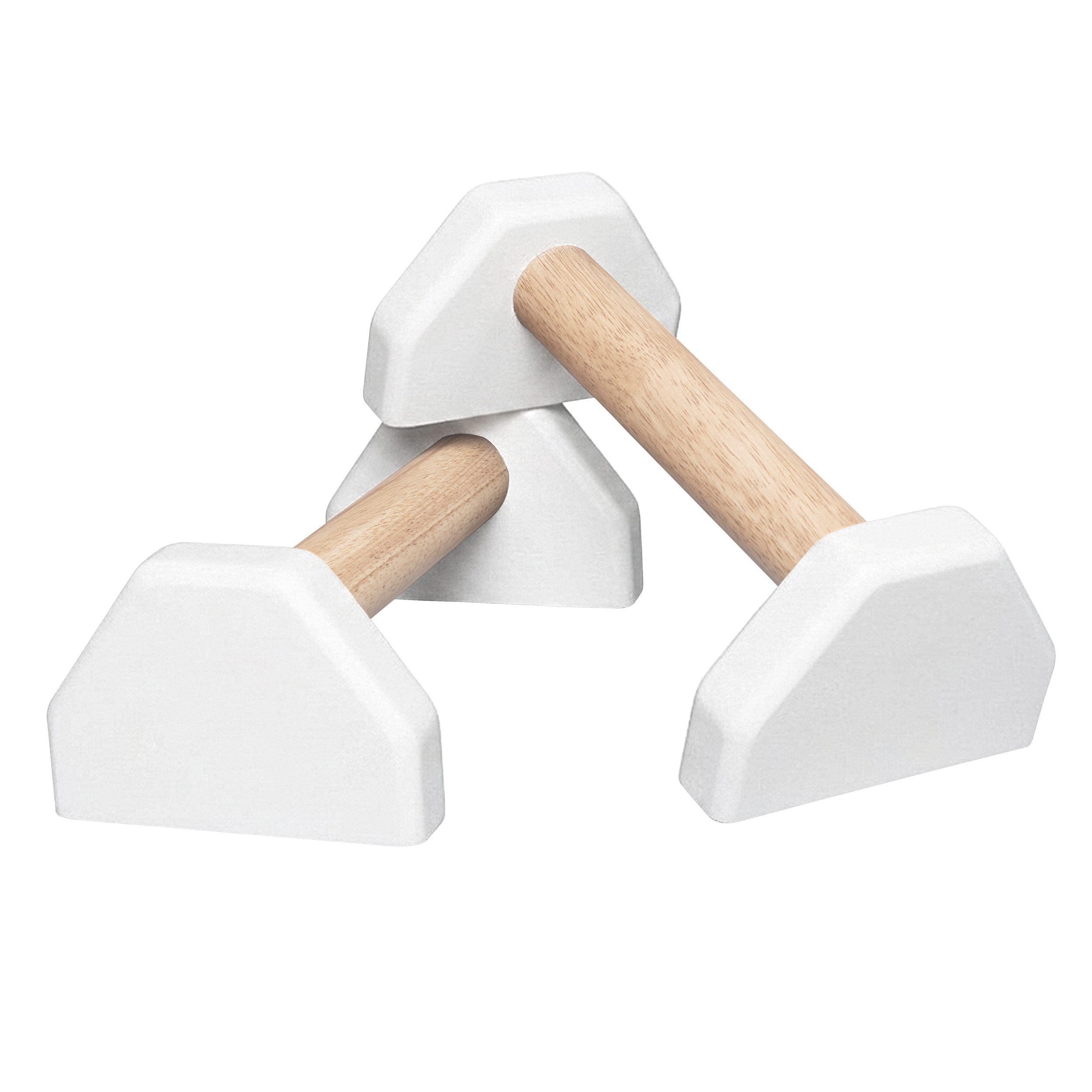 Dụng cụ chống đẩy, hít đất bằng gỗ - Parallettes Handstand Đế dáng B, sơn trắng