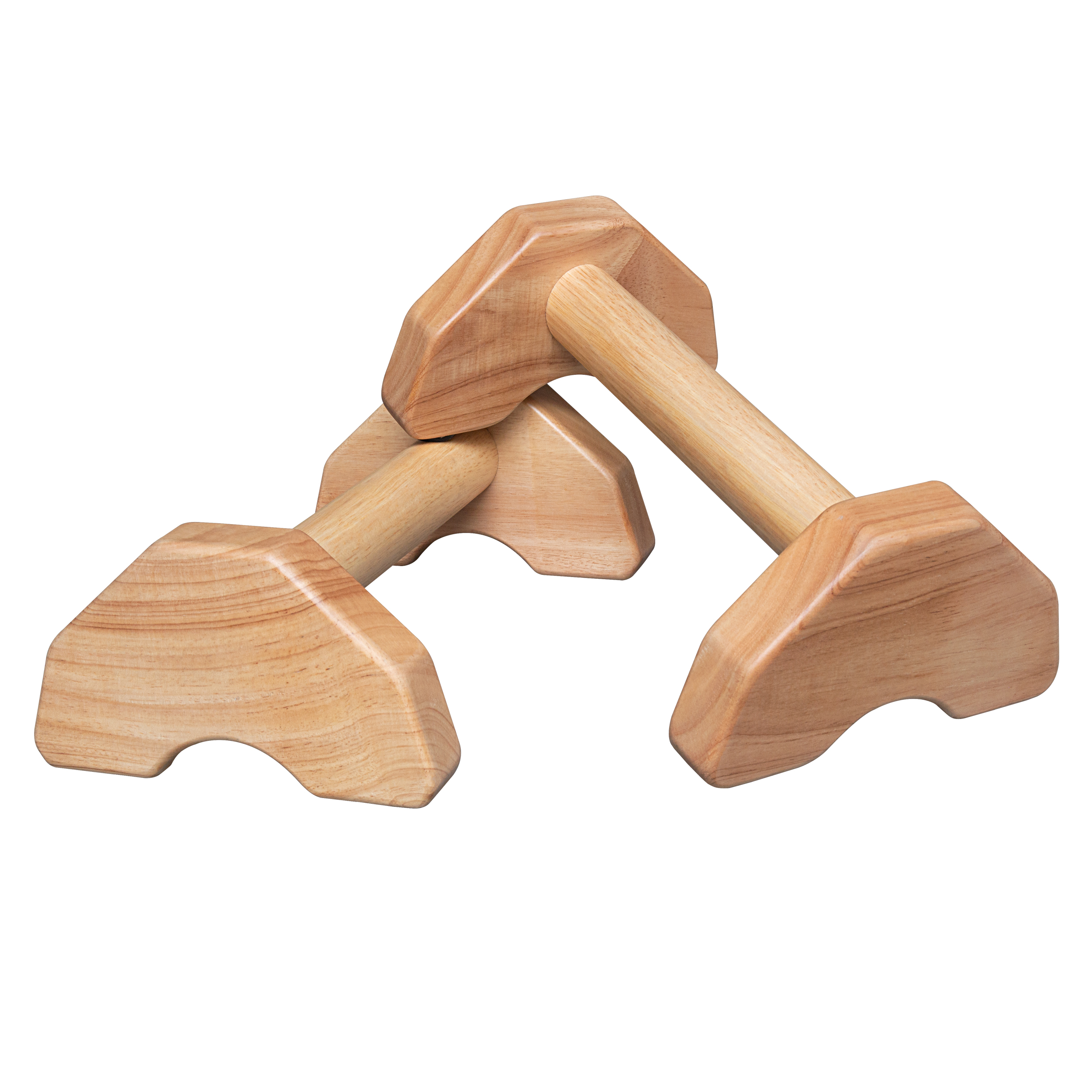 Dụng cụ chống đẩy, hít đất bằng gỗ - Parallettes Handstand, Đế dáng C, Màu gỗ tự nhiên