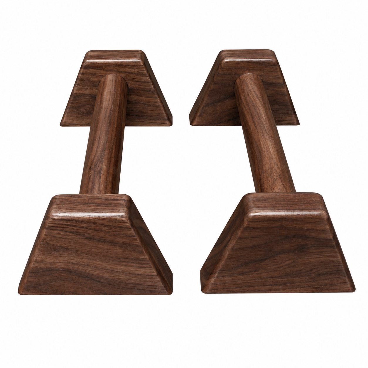 Dụng cụ chống đẩy, hít đất bằng gỗ - Parallettes Handstand, Đế dáng A, Màu gỗ óc chó