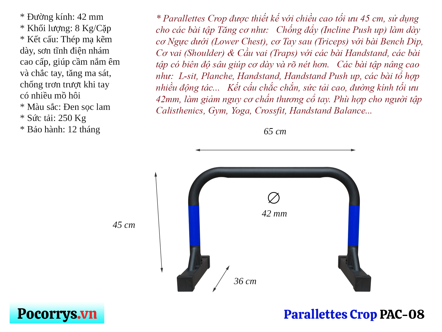 Parallettes Crop PAC-08