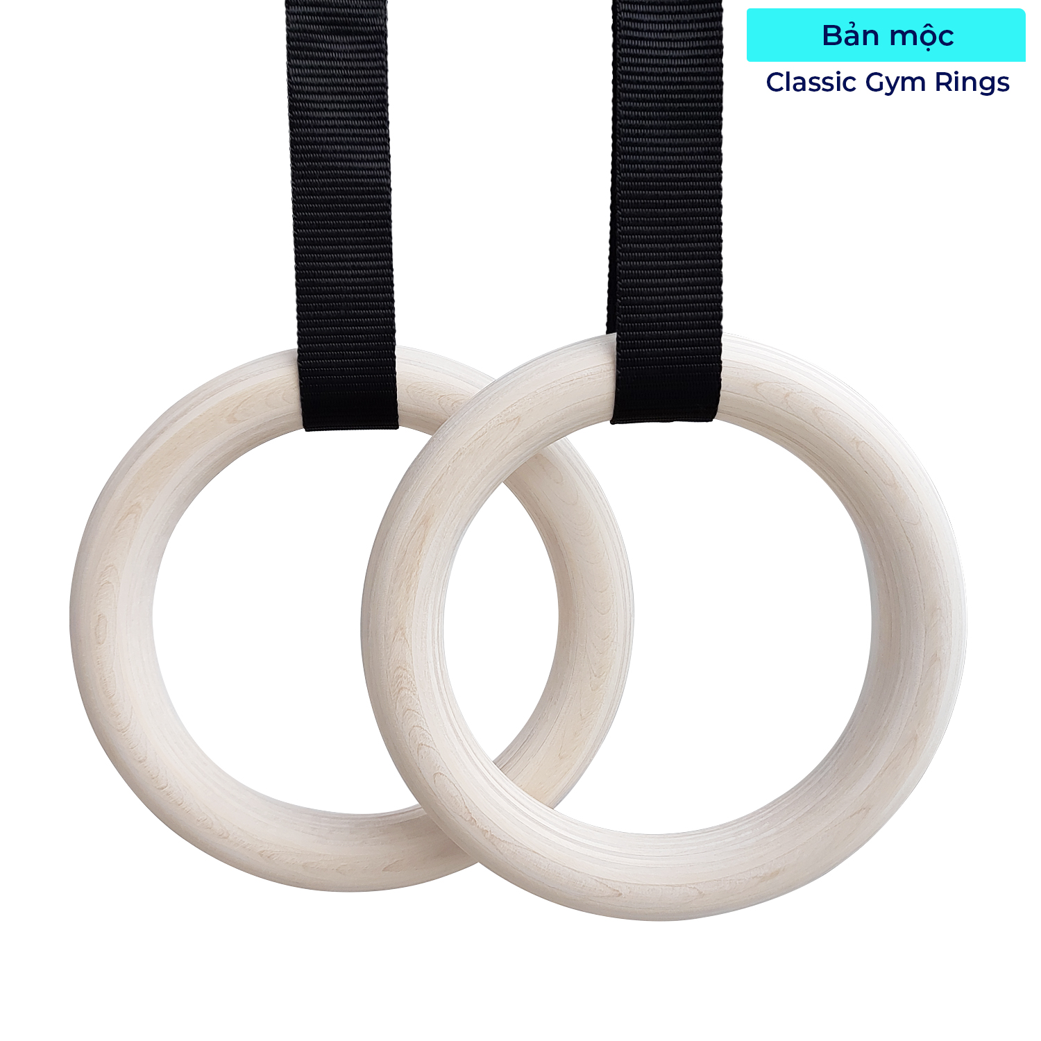 Wooden Gymnastics Rings with Adjustable Straps