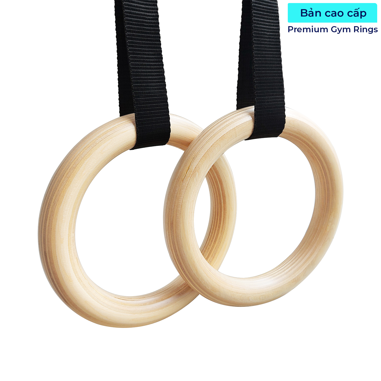 Wooden Gymnastics Rings with Adjustable Straps