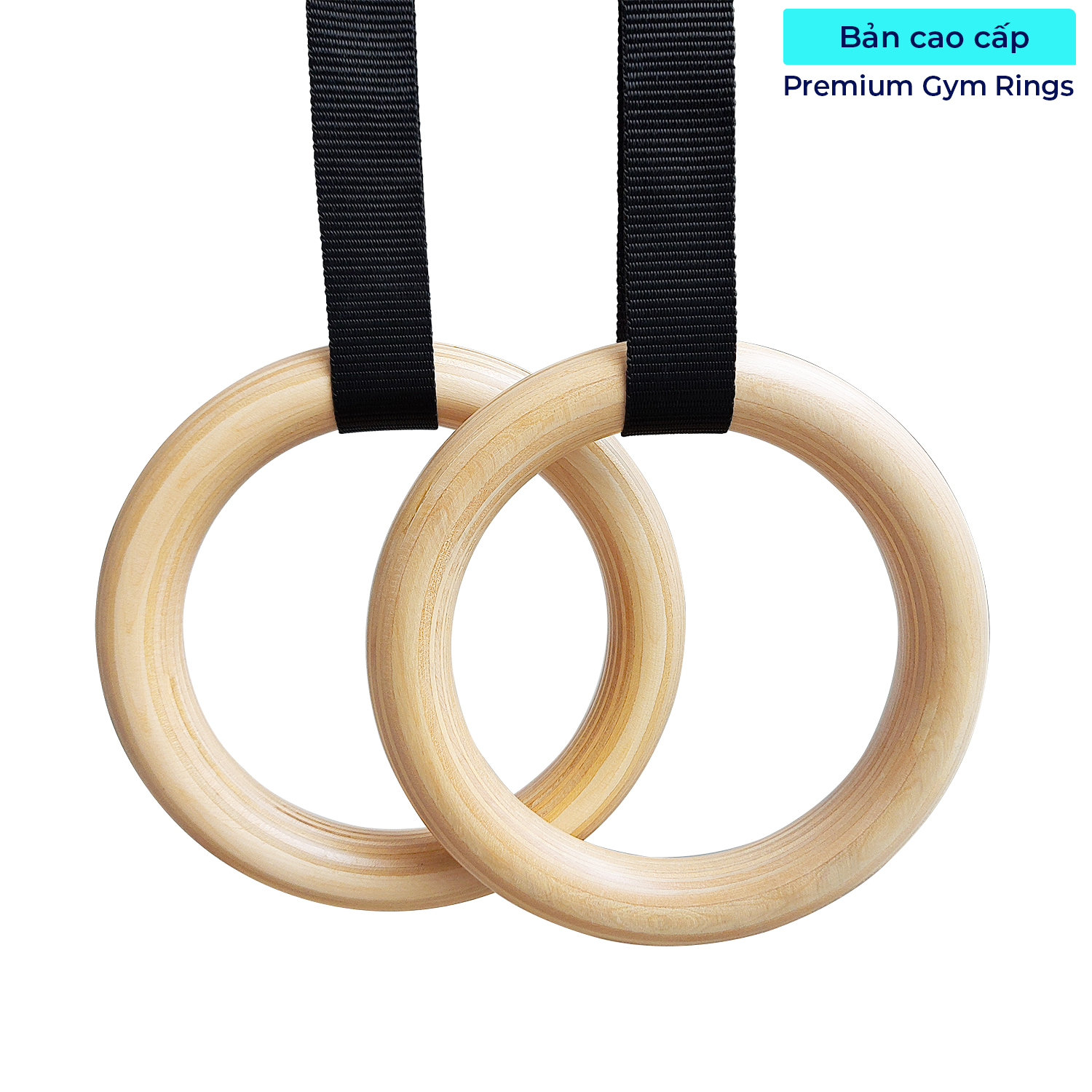 Wooden Gymnastics Rings with Adjustable Straps