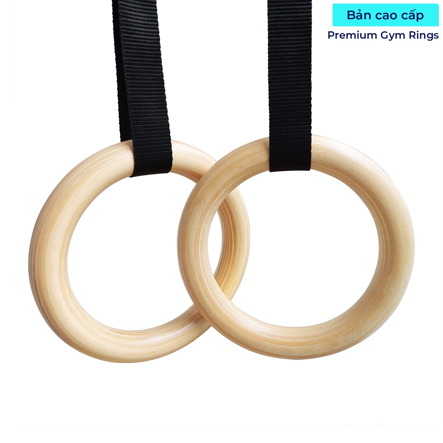 Wooden Gymnastics Rings with Adjustable Straps