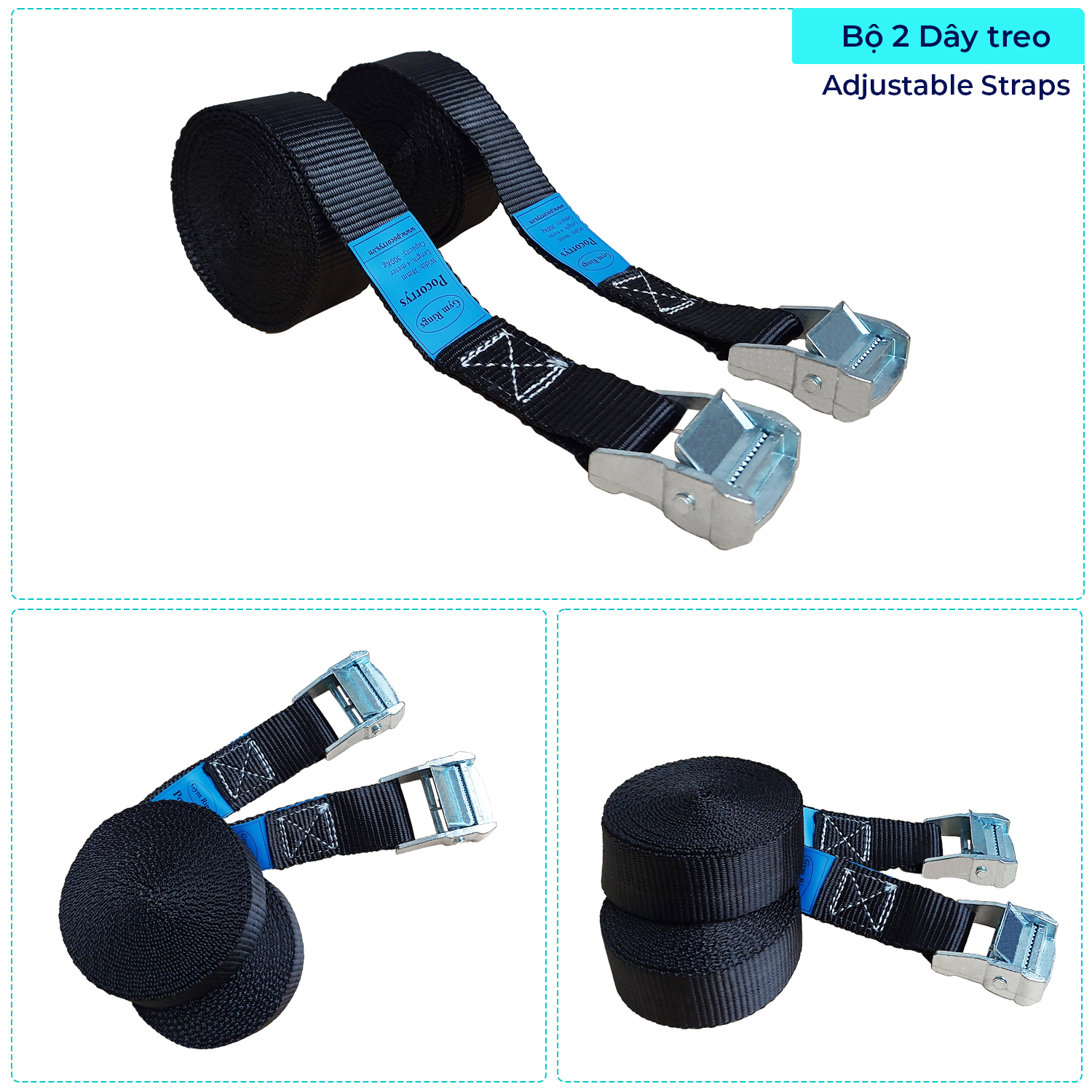 Wooden Gymnastics Rings with Adjustable Straps