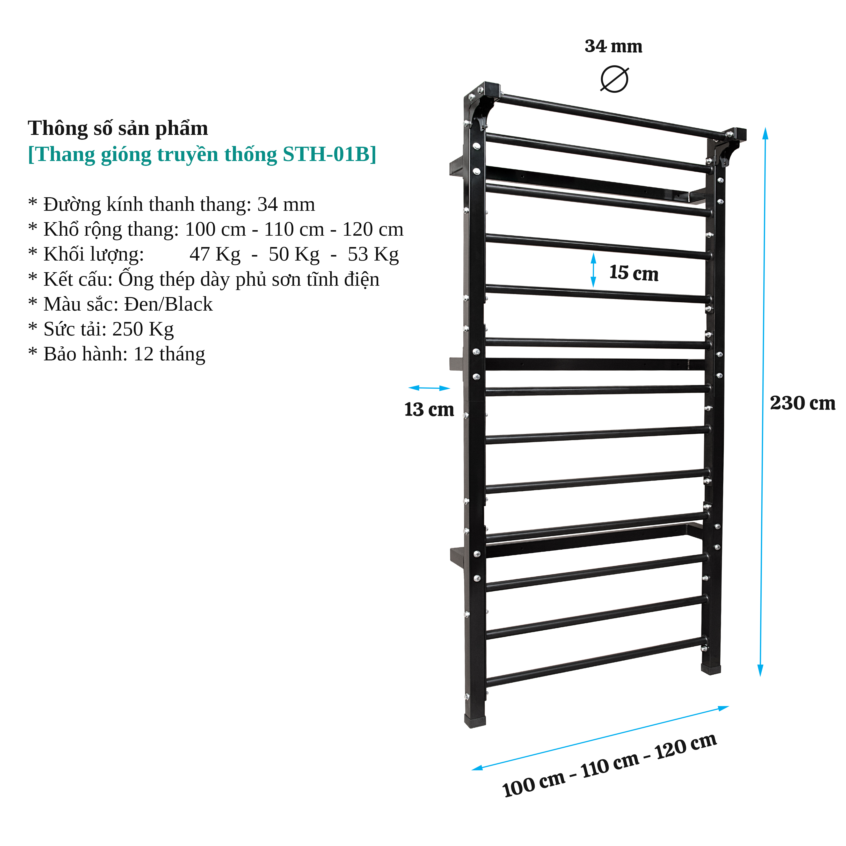 Thang gióng truyền thống - Stall bars STH-B