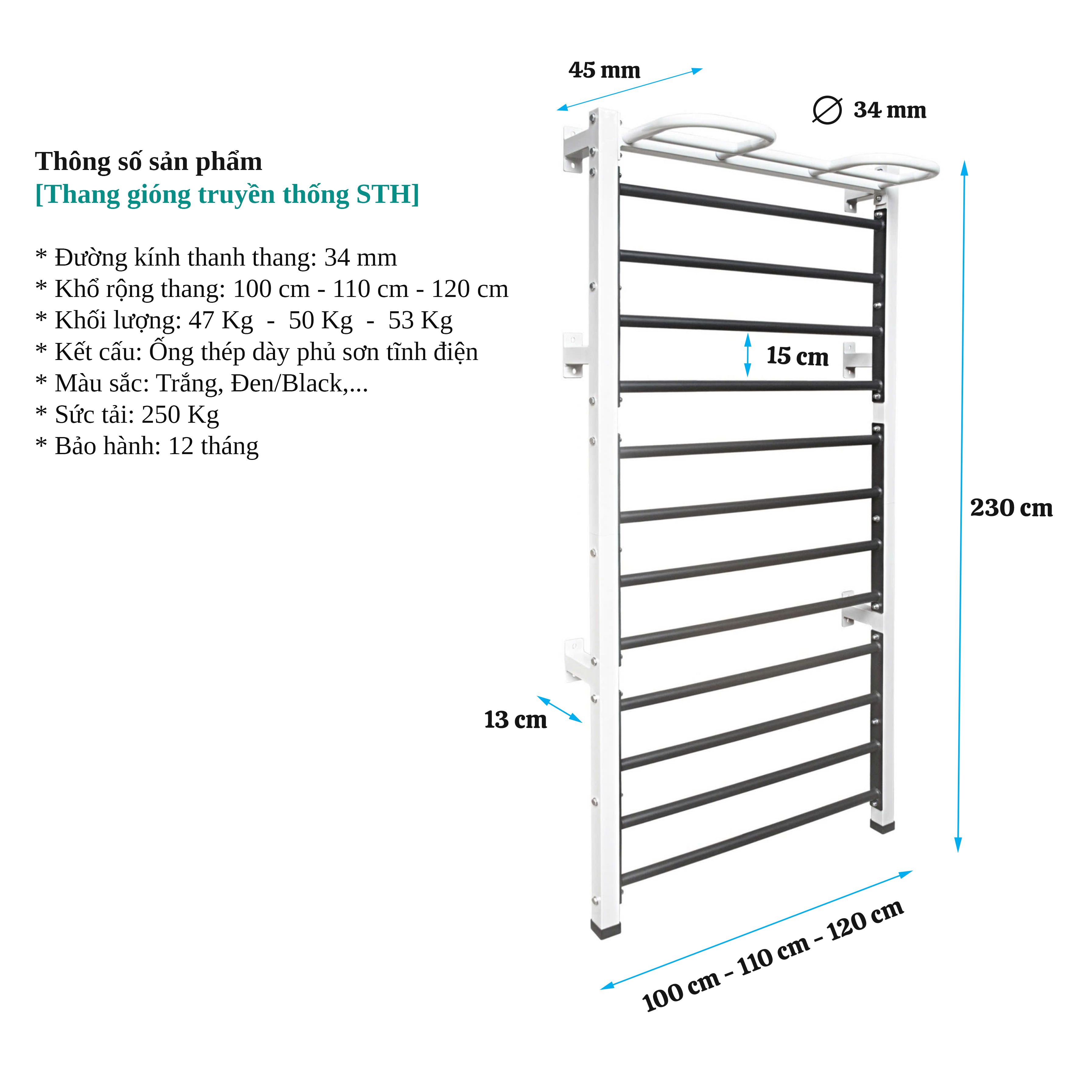 Thang gióng truyền thống - Stall bars STH-06