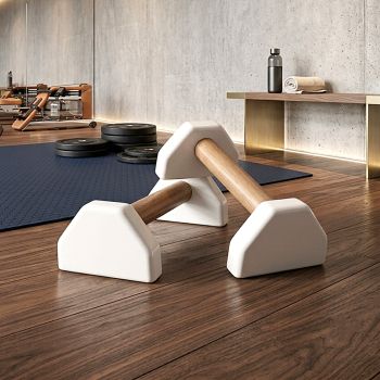 Dụng cụ chống đẩy, hít đất bằng gỗ - Parallettes Handstand Đế dáng B, sơn trắng