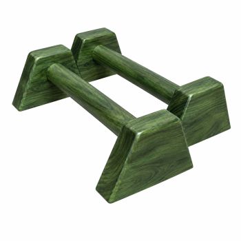 Dụng cụ chống đẩy, hít đất bằng gỗ - Parallettes Handstand, Đế dáng A, Màu gỗ xanh rêu