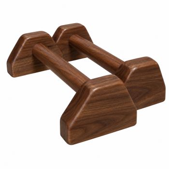 Dụng cụ chống đẩy, hít đất bằng gỗ - Parallettes Handstand, Đế dáng B, Màu gỗ óc chó