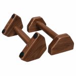Dụng cụ chống đẩy, hít đất bằng gỗ - Parallettes Handstand, Đế dáng B, Màu gỗ óc chó