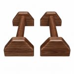 Dụng cụ chống đẩy, hít đất bằng gỗ - Parallettes Handstand, Đế dáng B, Màu gỗ óc chó