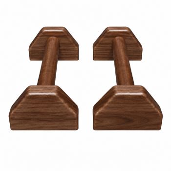 Dụng cụ chống đẩy, hít đất bằng gỗ - Parallettes Handstand, Đế dáng B, Màu gỗ óc chó
