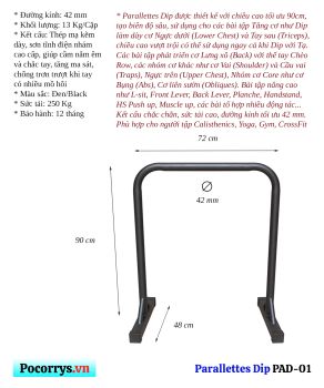 Xà kép - Parallettes Dip cao 90cm PAD-13